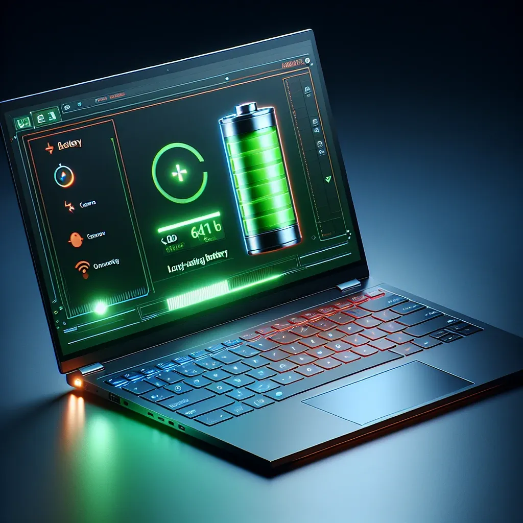 "Image of Acer Swift Go 14 laptop showcasing its sleek design, QHD display, and features highlighting AI camera technology and impressive 28-hour battery life."
