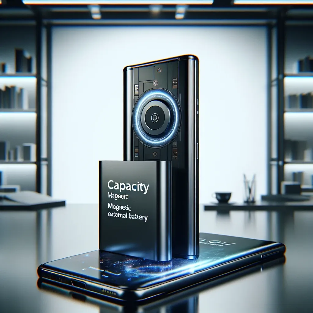 "Image of Huawei's newly launched 20,000mAh magnetic external battery designed for Mate series smartphones, showcasing its sleek design and innovative features."